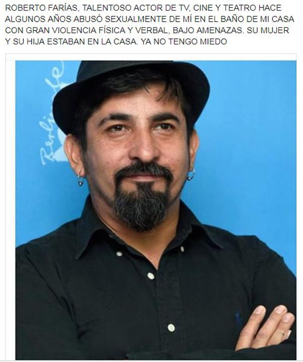 Pantallazo Facebook - Catalina Bianchi denuncia a Roberto Farías