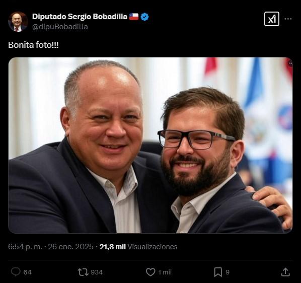 Diputado Bobadilla descarta pedir disculpas al Pdte. Boric tras compartir una foto falsa del mandatario