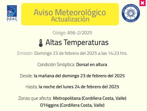 Emiten aviso por altas temperaturas para cuatro regiones del país