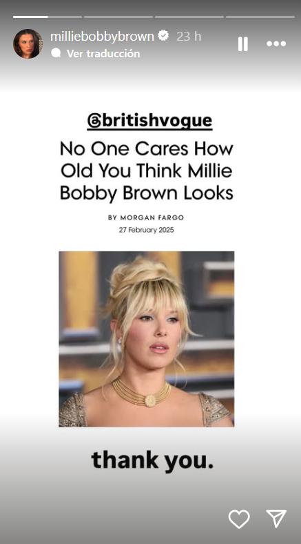 Millie Bobby Brown respondió a críticas por su look - AFP