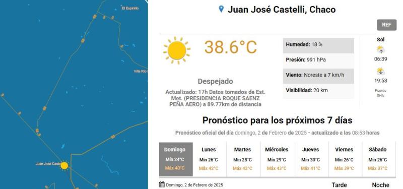 Pronóstico para Chaco, una de las provincias donde llegará el gas natural chileno - Meteorología Argentina
