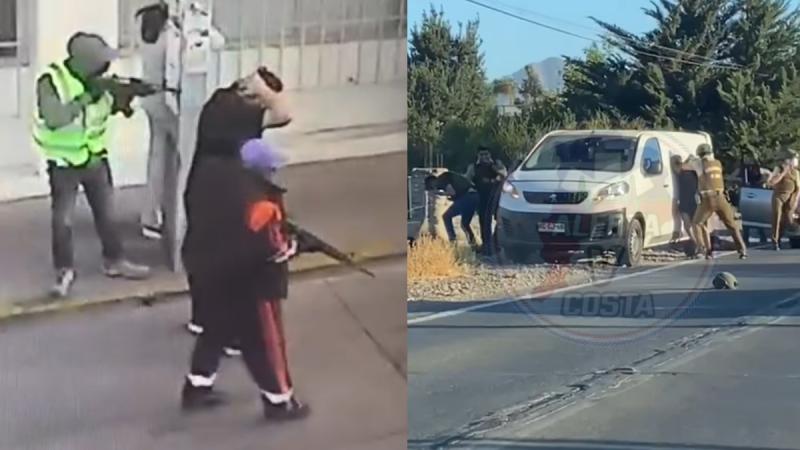 Canal 13 - Registros del robo a banco en Putaendo donde carabinero resultó herido