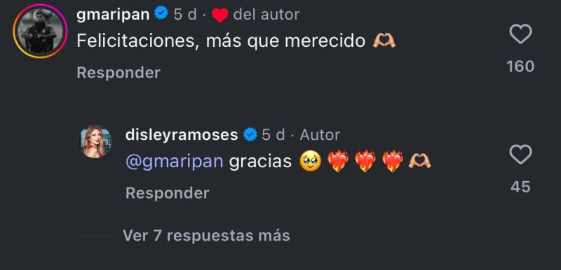 El intercambio de comentarios entre Guillermo Maripán y Disley Ramos - Créditos: Captura