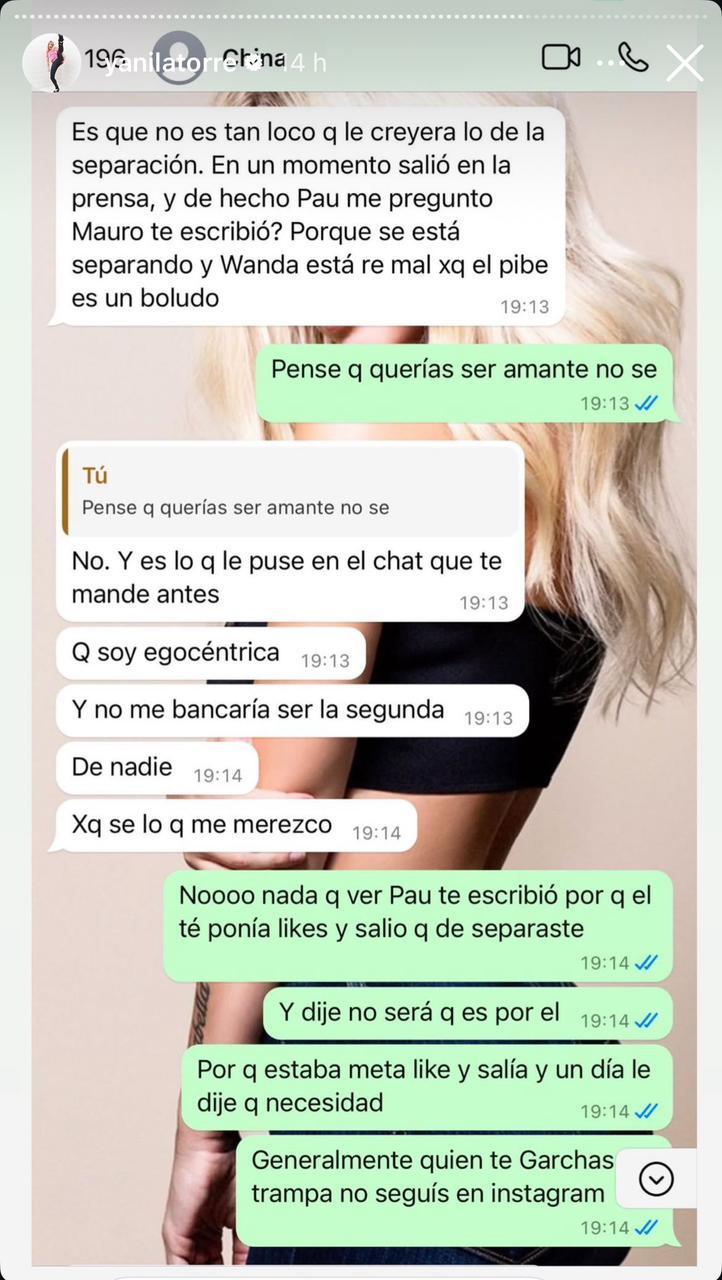 Instagram - Chats entre la China Suárez y Wanda Nara