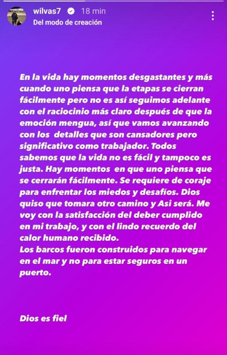 Instagram @wilvas7 - El mensaje del ex utilero de la Roja