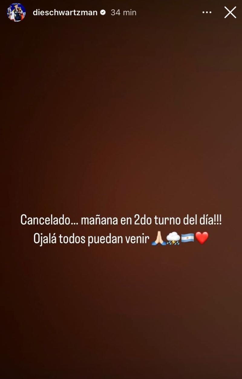 Instagram - Diego Schwartzman confirmó la suspensión de su partido contra Nicolás Jarry