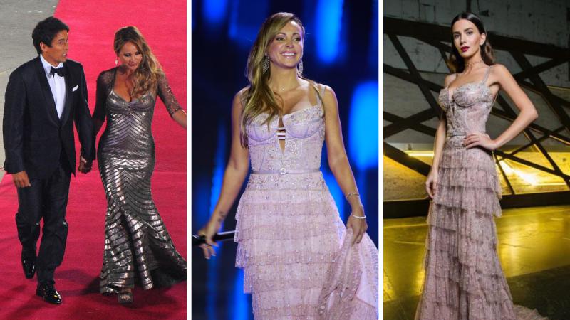 Eva Gómez y Aylén Milla con diseños de Rubén Campos - Agencia Uno / redes sociales