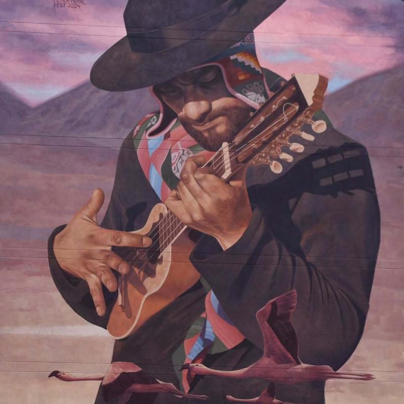"El Charanguista Andino" mural de artista chileno gana tercer lugar en competencia del Mejor Mural del Mundo - Instagram Cristóbal Persona