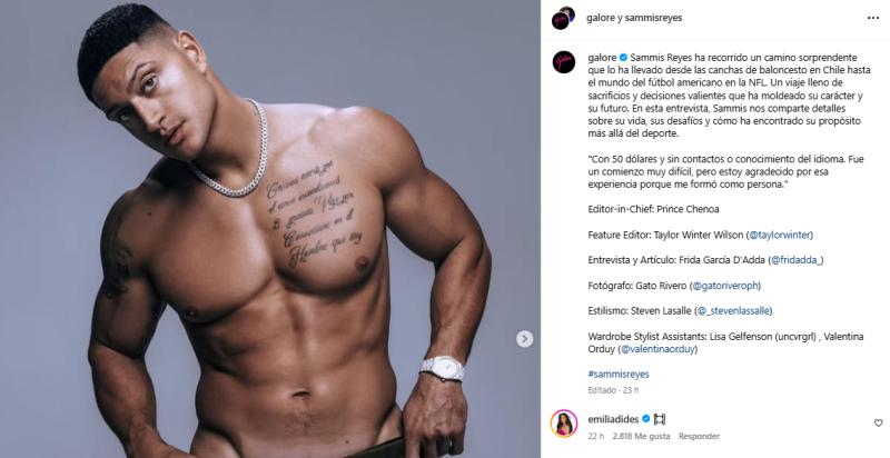 Comentario de Emilia Dides a Sammis Reyes - Instagram