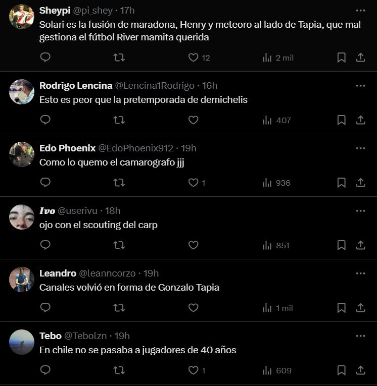 Hinchas de River Plate festinan en redes sociales con Gonzalo Tapia.