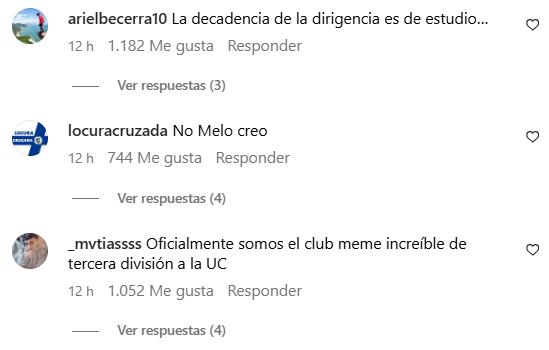 Hinchas de U Católoca indignados con el fichaje de Darío Melo - Créditos: Captura Instagram Cruzados