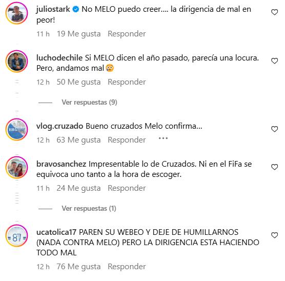 Hinchas de U Católoca indignados con el fichaje de Darío Melo - Créditos: Captura Instagram Cruzados