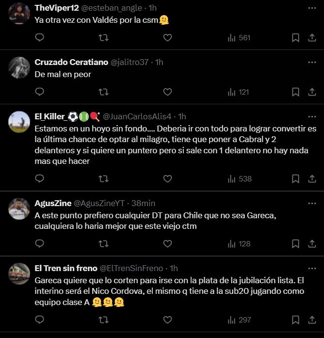 Reacciones a la titularidad de Diego Valdés - Créditos: Captura X