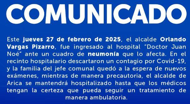 Comunicado inicial descartó Covid