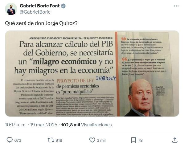 X - Post del Presidente Boric