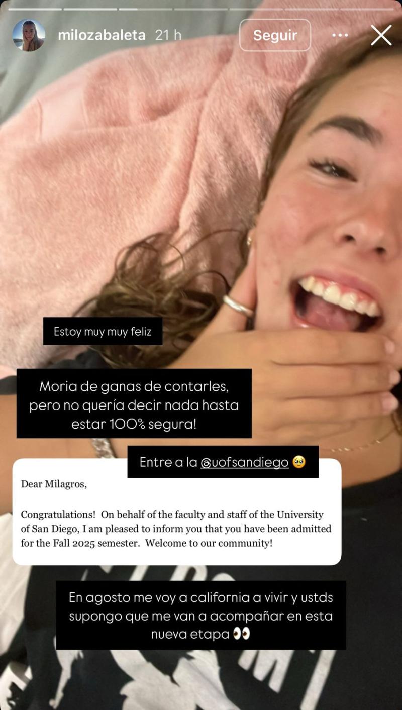 Instagram - Milagros, hija de Jorge Zabaleta