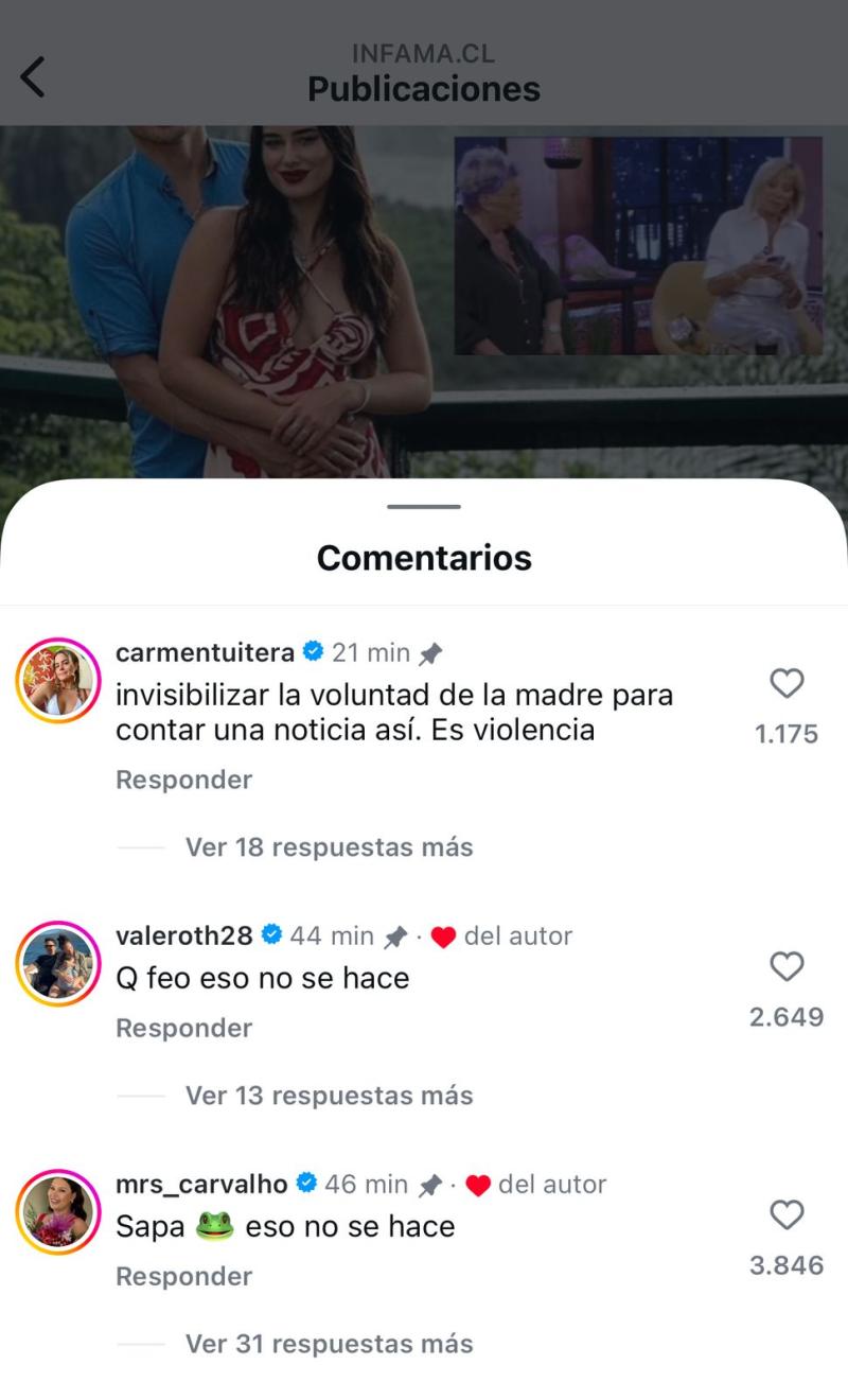 Instagram - Mensaje de Vale Roth a Melina Noto
