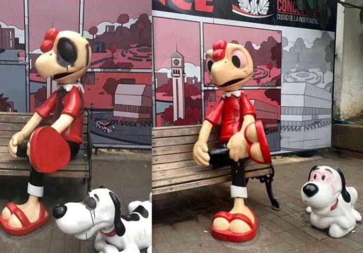 Vandalizan estatua de Condorito nuevamente en Concepción