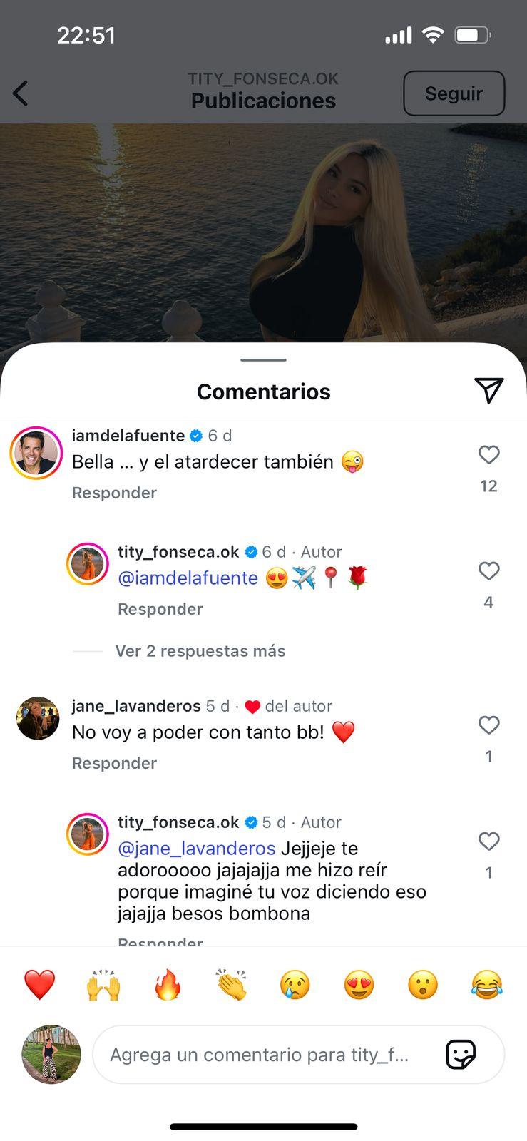 Instagram - Cristian de la Fuente le escribió a Tity Fonseca