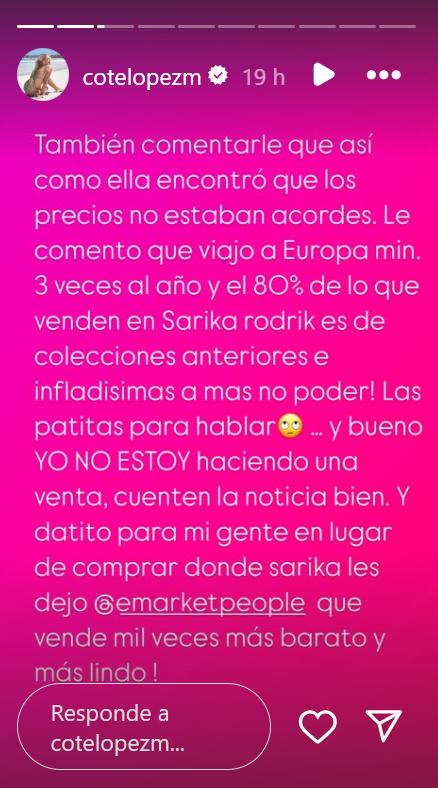 Coté López arremete contra hija de Sarika Rodrick - Instagram