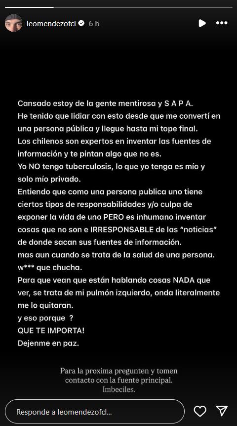 Leo Méndez confiesa complejo estado de salud - Instagram