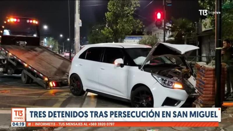 Tres detenidos tras persecución en San Miguel: Cuatro carabineros resultaron heridos