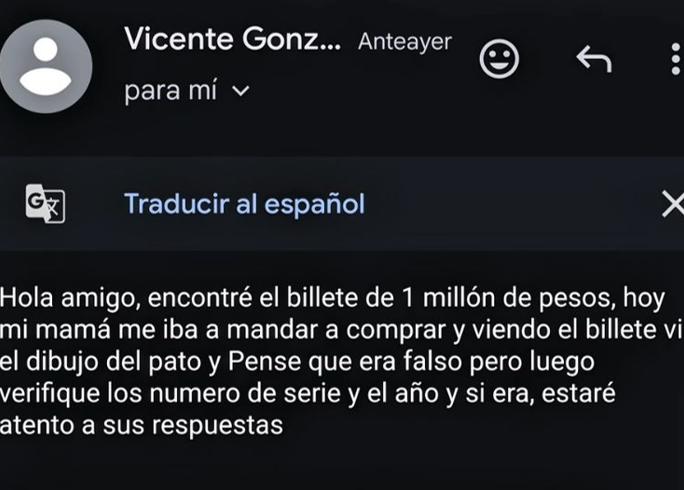 ¡La luca más valiosa! Joven ganó 1 millón tras encontrar mil pesos con un pato dibujado - Instagram @estamos_patos