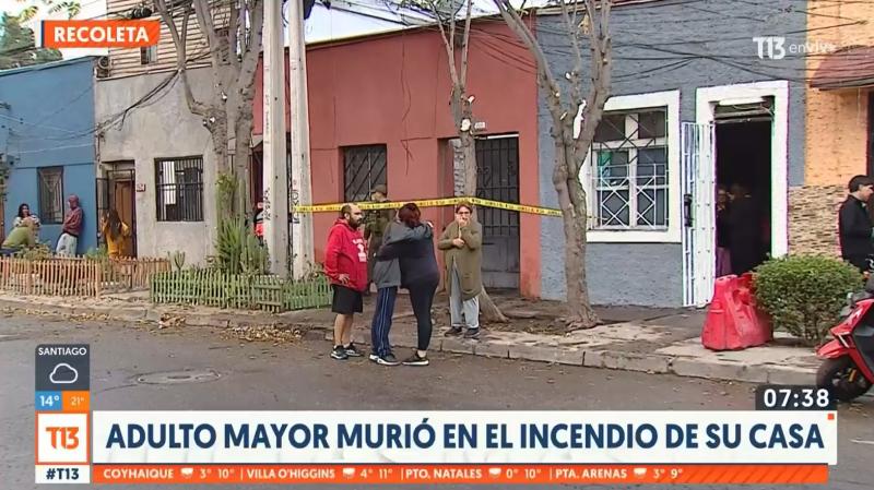 T13 - Adulto mayor muerte tras incendio en Recoleta