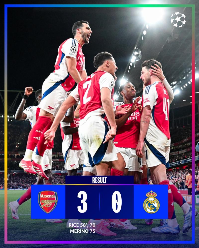 La ida fue triunfo 3 a 0 para Arsenal en Inglaterra - Champions League