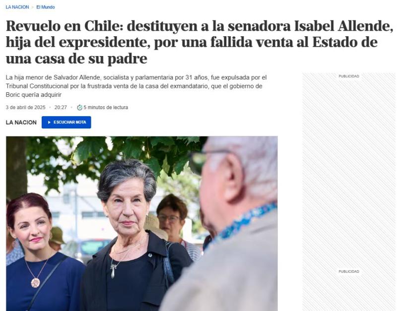 La Nación - Destitución de Isabel Allende