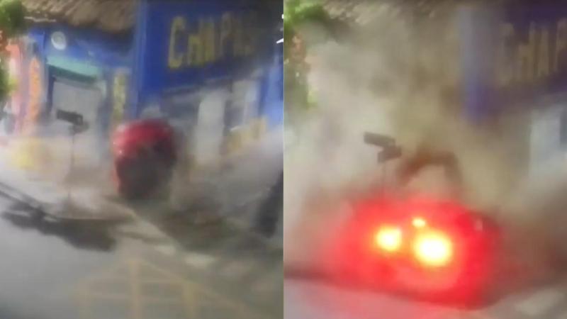 Cámaras de seguridad - Accidente de tránsito en Santiago