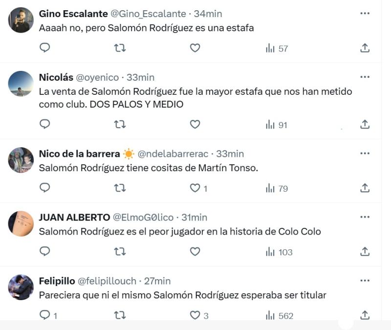 Captura X - Las críticas a Salomón Rodríguez en Colo Colo