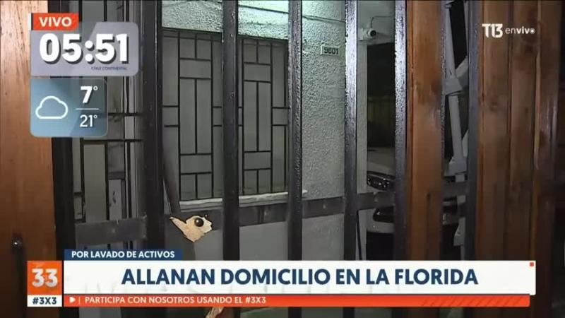 Por presunto lavado de activos: Allanan domicilio en La Florida