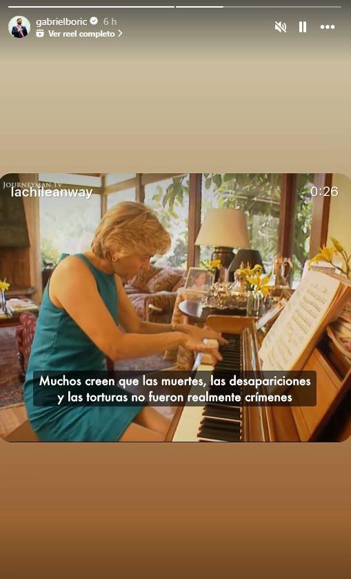 Instagram - Pantallazo del video que el Presidente Boric publicó de Evelyn Matthei