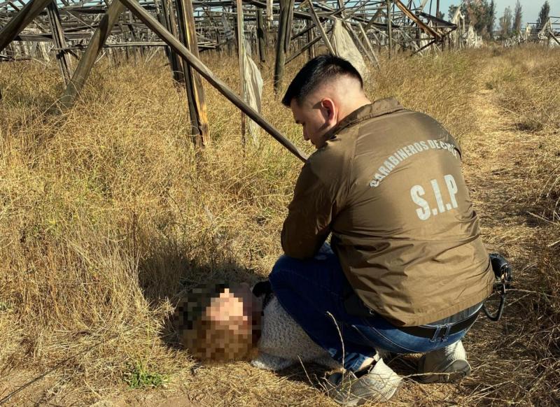 Carabinero asistiendo a adulta mayor desaparecida en Limache - SIP de Carabineros