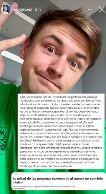 x @mvrselo / Instagram @sokolovcl - Youtuber ruso en Chile defiende a Santiago de influencers argentinos
