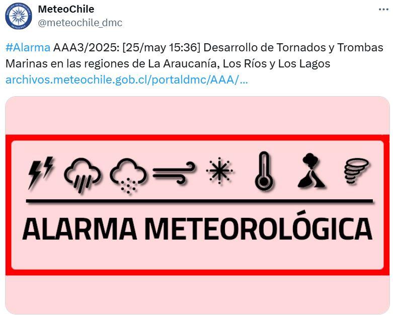 Alarma meteorológica por tornados y trombas marinas