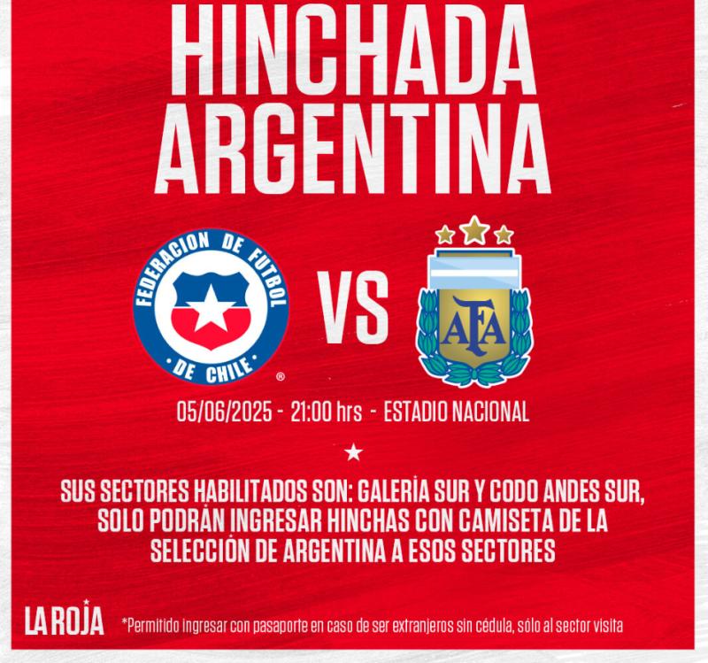 Partido entre Chile y Argentina tendrá hinchada visitante - Créditos: Captura Punto Ticket