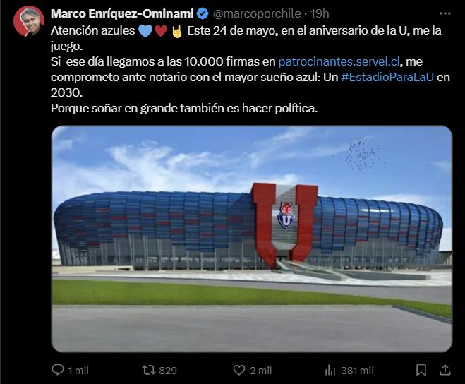 Guarello y promesa de estadio para U de Chile - Créditos: @marcoporchile