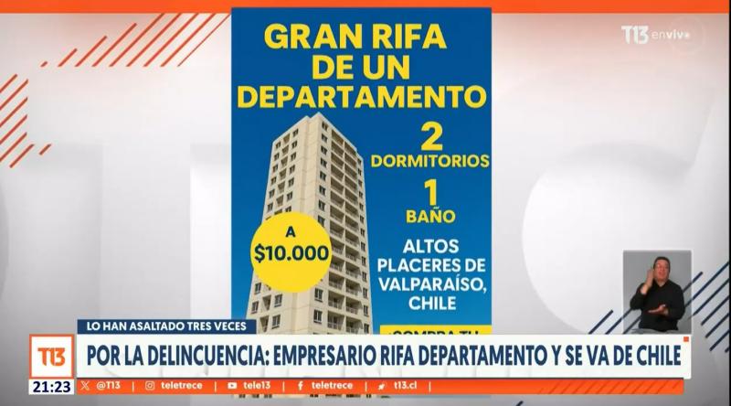 Hombre se aburrió de la delincuencia: se irá de Chile y rifará su departamento tras ser asaltado tres veces