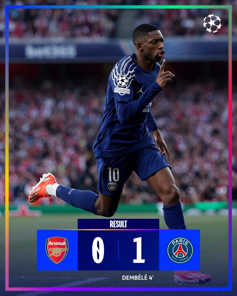 La ida fue triunfo 1 a 0 para el PSG en Inglaterra - Champions League