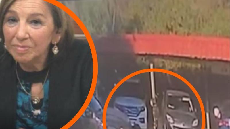 T13 - María Ercira caminando por los estacionamientos el día que desapareció