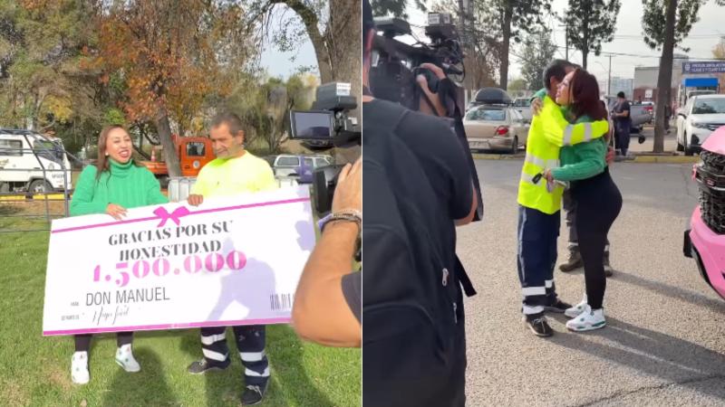 Instagram - Naya Fácil junto a recolector que devolvió millonaria cifra