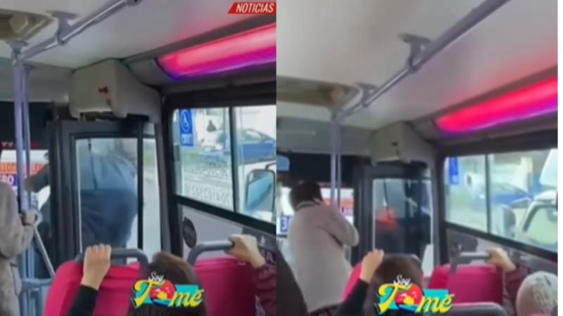 T13 - Revelan video de chofer de micro en Valparaíso que amenazó a pasajeros con chocar tras pelea con camionero