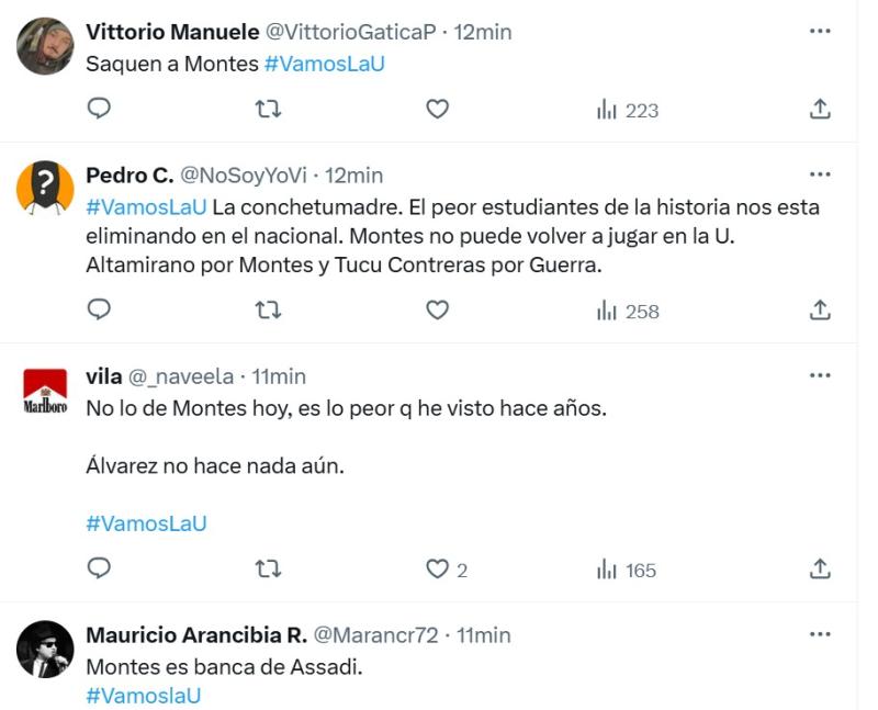 Captura X - Las críticas a Gonzalo Montes en U de Chile