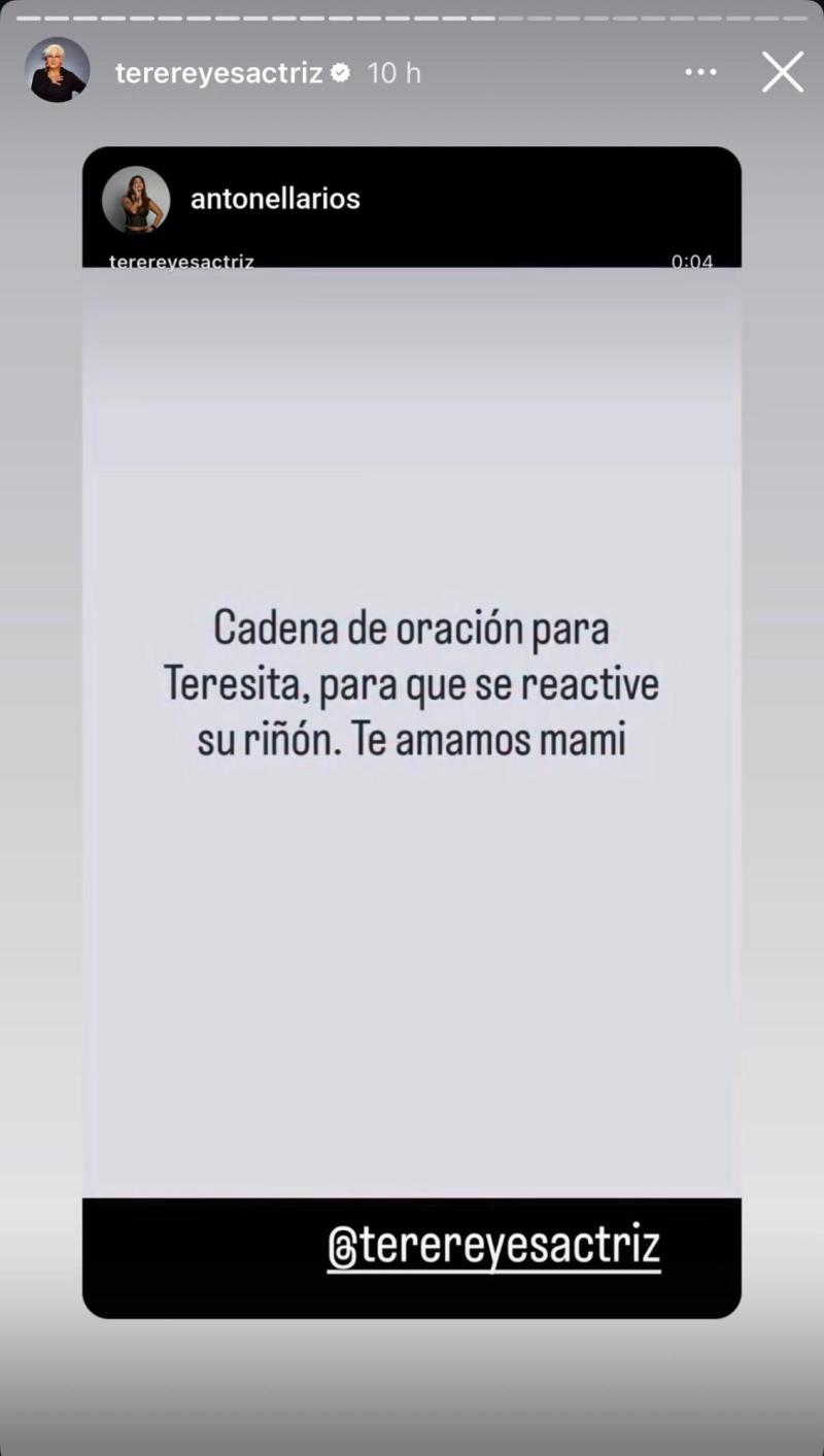 Instagram - Antonella Ríos apoyando cadena de oración a Teresita Reyes