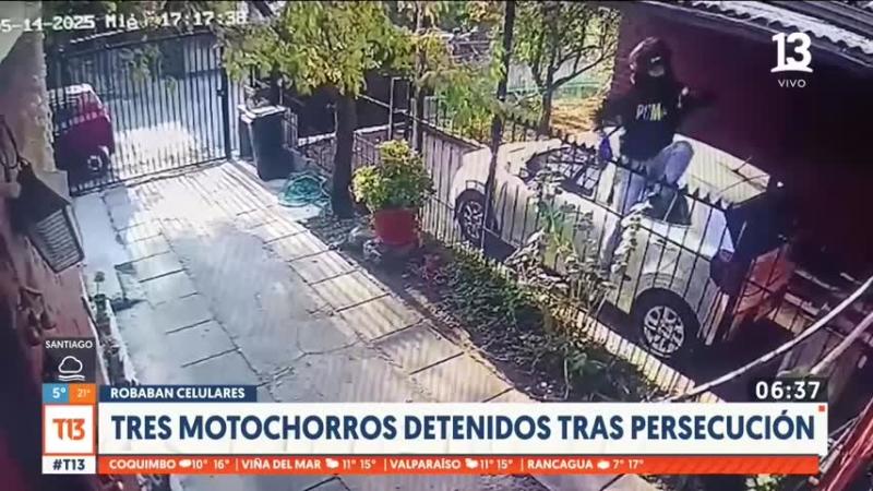 Detienen a tres motochorros en La Florida: Intentaron escapar por un techo