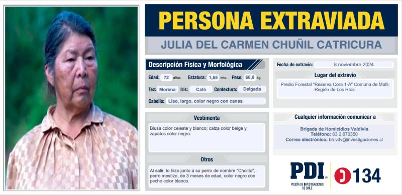PDI - A un año de la desaparición de Maria Ercira: Los otros casos de personas extraviadas que aparecen en el sitio de la PDI