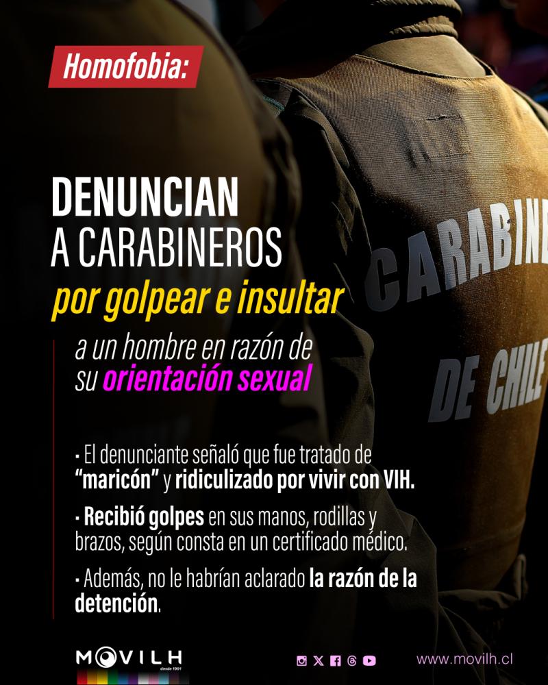 Movilh - Denuncia a carabineros por golpear e insultar a hombre