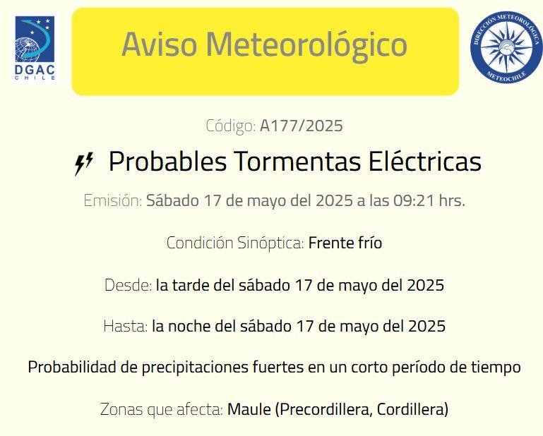 Tormentas eléctricas en Maule -DMC